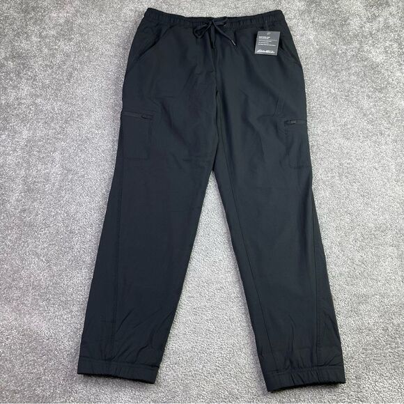 Eddie Bauer Joggers Women's 4 Petite Black Fleece Lined Pockets Drawstring - Picture 1 of 14